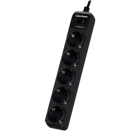 CyberPower B0520SC0-DE Regleta de Sobretensiones con Interruptor - 5 Tomas Schuko, Protección 350 J, Cable 1.8m, Color Negro CyberPower B0520SC0-DE Regleta de Sobretensiones con Interruptor - 5 Tomas Schuko, Protección 350 J, Cable 1.8m, Color Negro